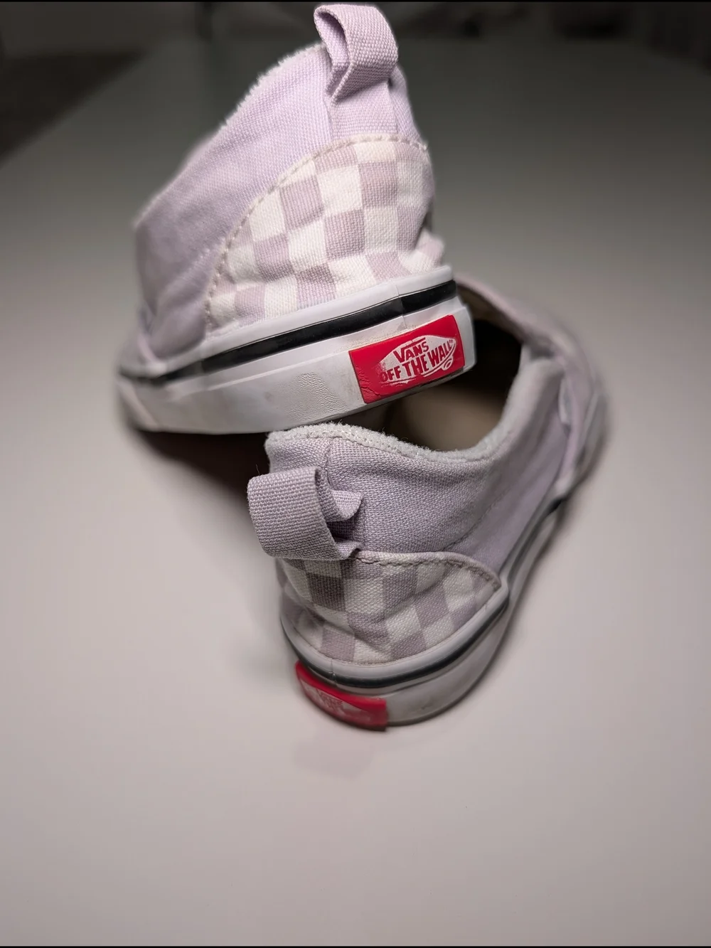 Kids Slip-On Checkerboard Canvas Shoes - Light Lavender/White